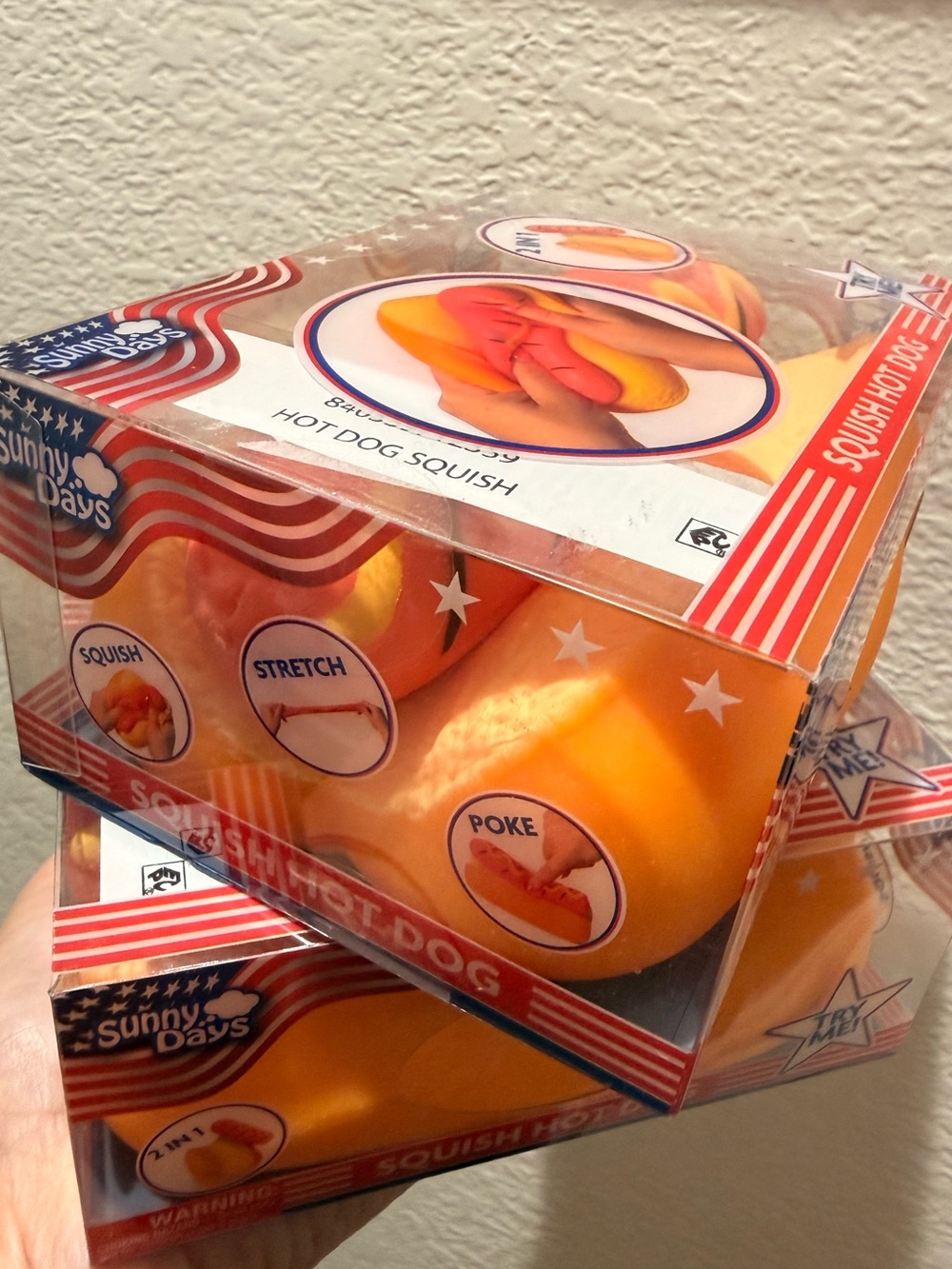 Must have of the season! Bundle of 2 Hot Dog Squishy Toy from Sunny Days. 2-in-